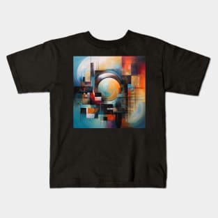 Minimalistic Geometric Patterns in an Abstract Oil Painting Kids T-Shirt